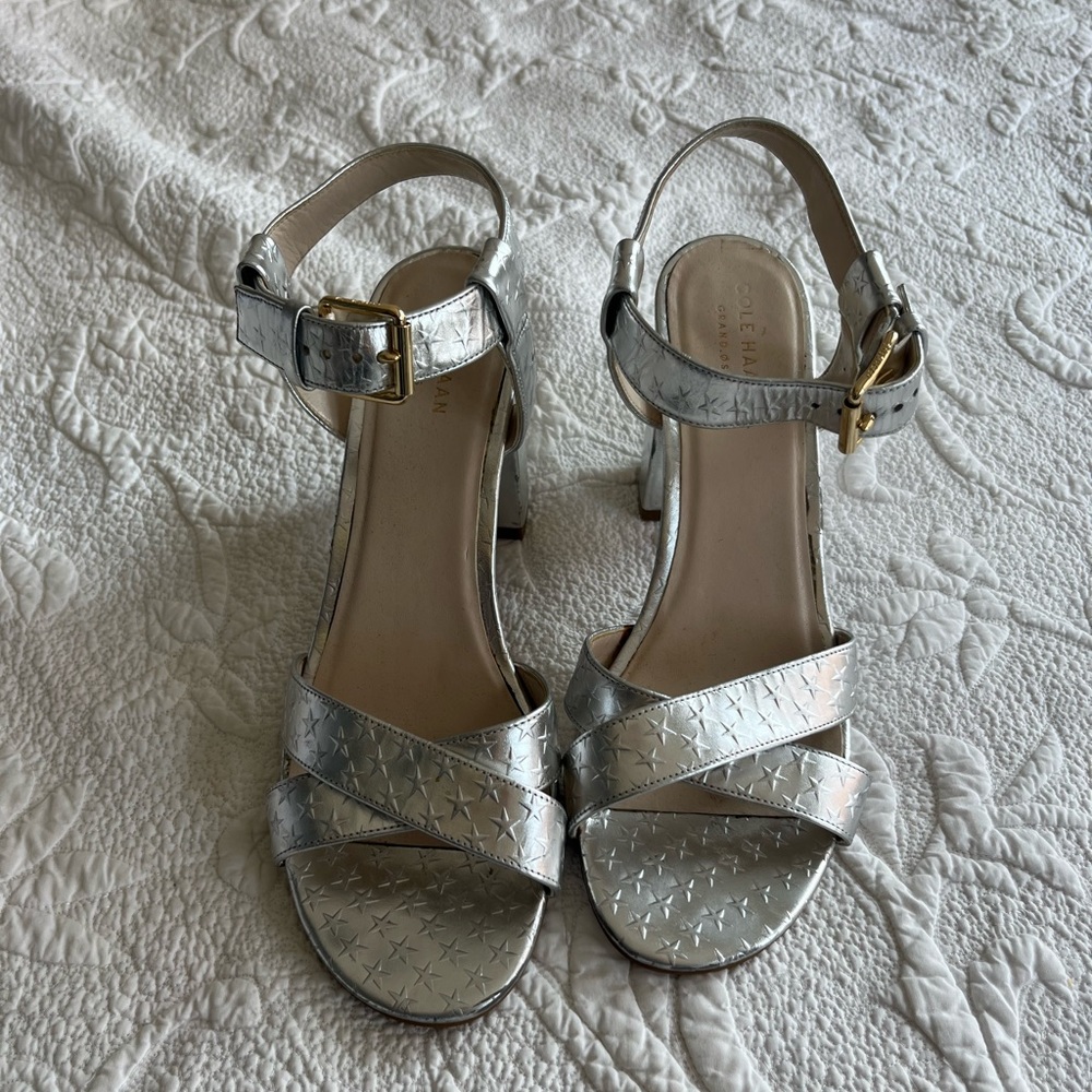 Cole Haan Silver Star Heeled Sandals